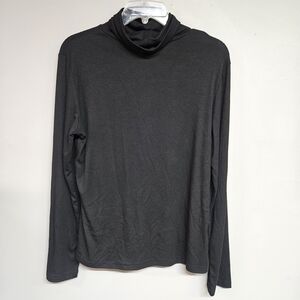 Elegant Black Long Sleeve Turtleneck Top Women's Xl Shirt